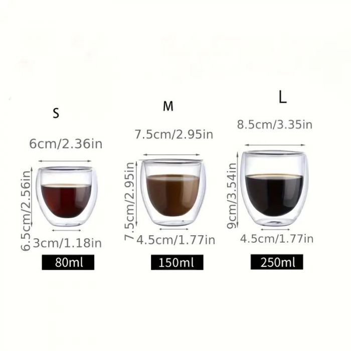 Vaso taza café doble pared vidrio 80ml