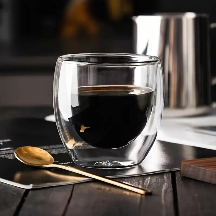 Vaso taza café doble pared vidrio 80ml