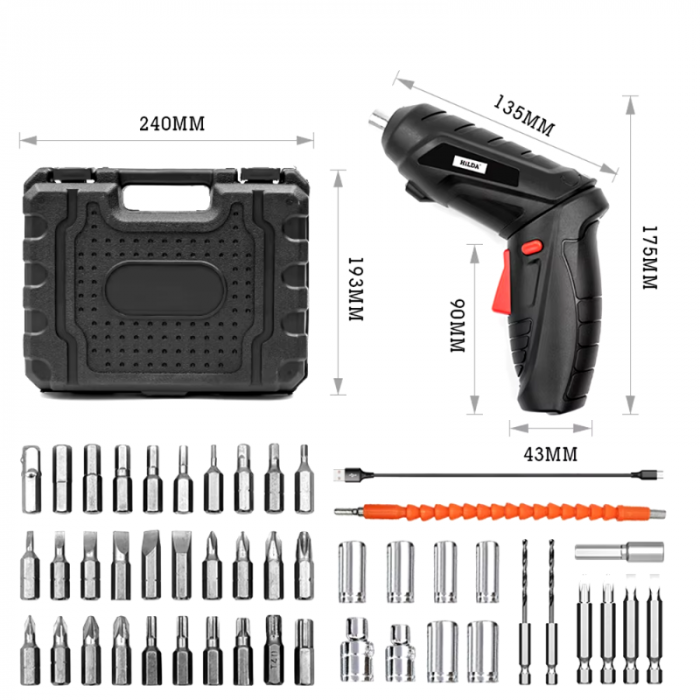 Kit Destornillador Inalámbrico 47 Piezas