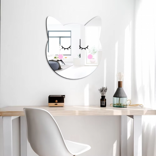 Espejo Autoadhesivo Personalizable Decorativo Niños Gatito